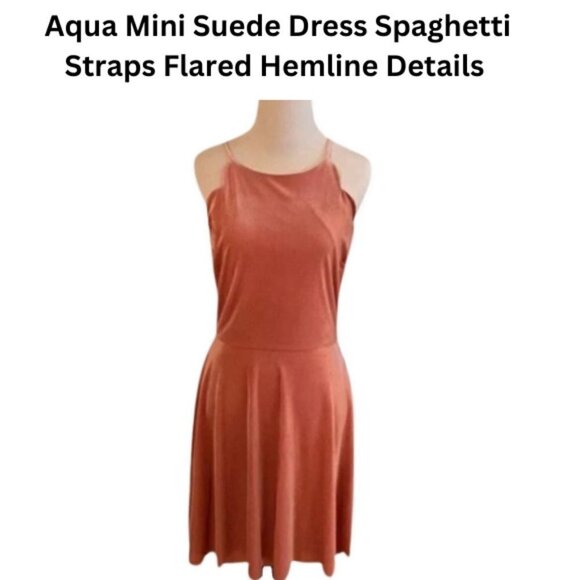 NWT-Aqua Mini velvet Dress Spaghetti Straps Flared Hemline